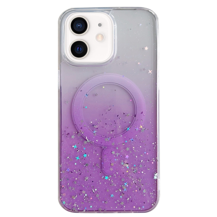 

For iPhone 11 MagSafe Glitter Hybrid Clear TPU Phone Case(Purple)