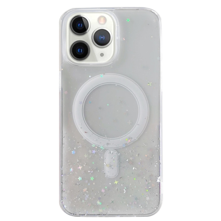 

For iPhone 11 Pro MagSafe Glitter Hybrid Clear TPU Phone Case(White)