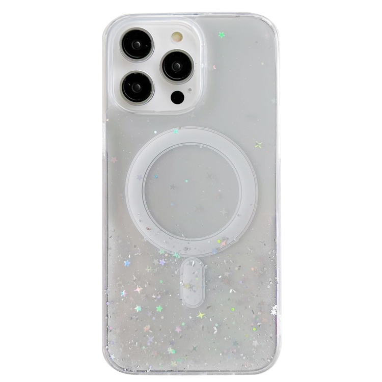 

For iPhone 14 Pro MagSafe Glitter Hybrid Clear TPU Phone Case(White)