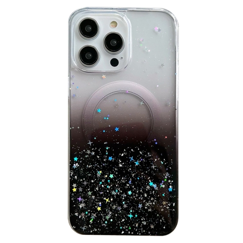 

For iPhone 15 Plus Glitter MagSafe Hybrid Clear TPU Phone Case(Black)