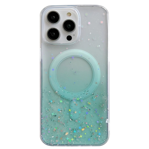 

For iPhone 15 Plus MagSafe Glitter Hybrid Clear TPU Phone Case(Green)