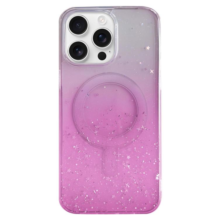 

For iPhone 16 Pro Glitter MagSafe Hybrid Clear TPU Phone Case(Pink)