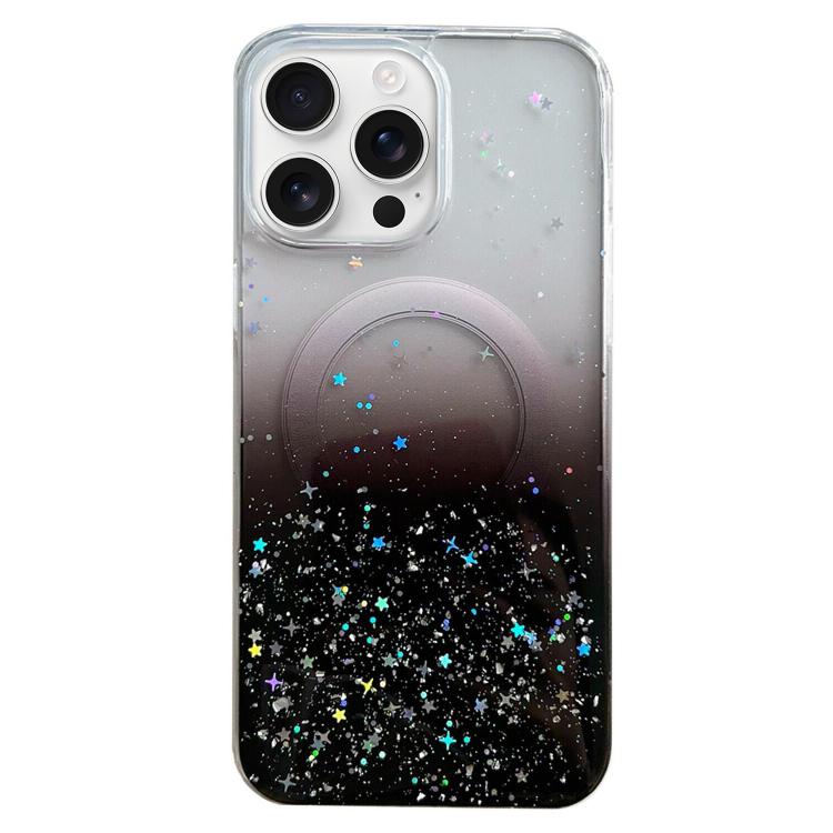 

For iPhone 16 Pro Max Glitter MagSafe Hybrid Clear TPU Phone Case(Black)