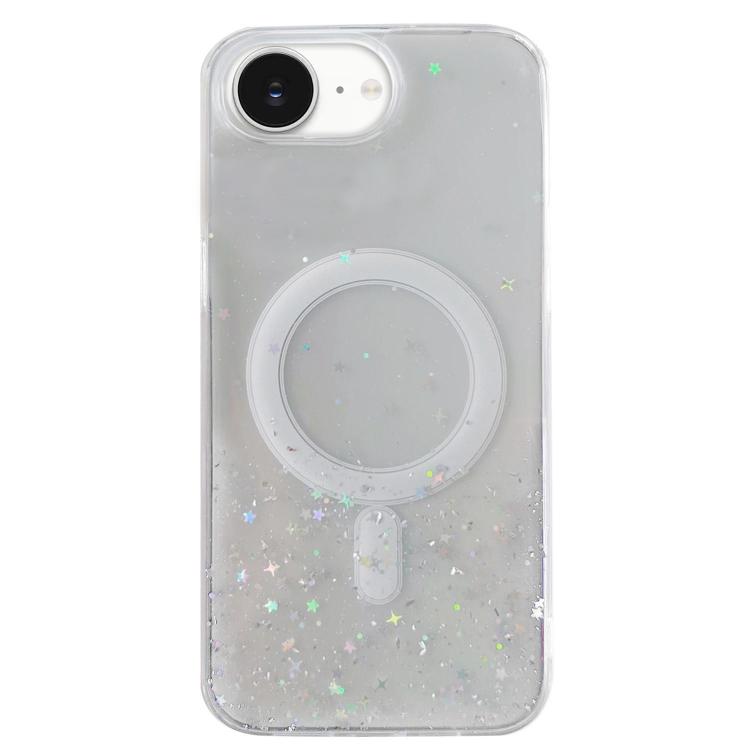

For iPhone 16e Glitter MagSafe Hybrid Clear TPU Phone Case(White)