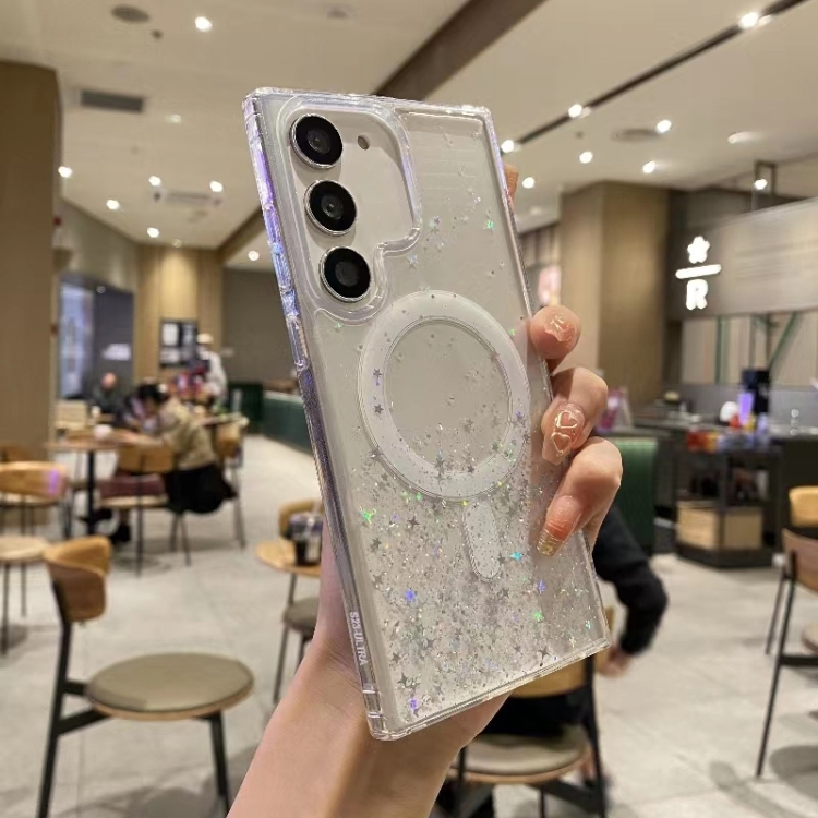 

For Samsung Galaxy S22 5G Magsafe Glitter TPU Phone Protective Case(White)