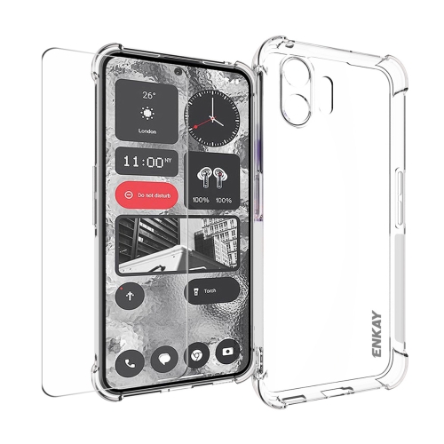 

For Nothing Phone 2 ENKAY Transparent TPU Shockproof Phone Case with Glass Film