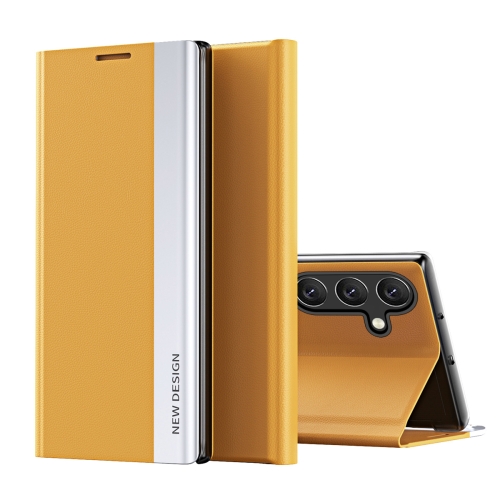 

For Samsung Galaxy A55 Side Electroplated Adsorption Leather Phone Case(Yellow)