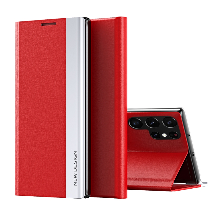 

For Samsung Galaxy S25 Ultra 5G Side Electroplated Adsorption Leather Phone Case(Red)