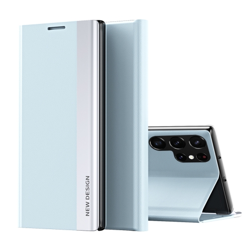 

For Samsung Galaxy S25 Ultra 5G Side Electroplated Adsorption Leather Phone Case(Light Blue)