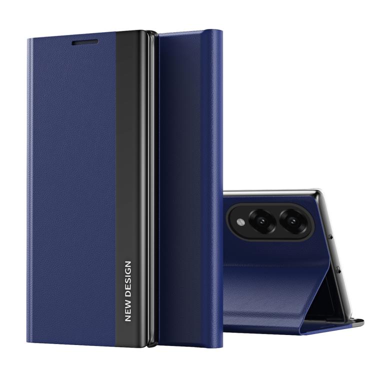 

For Samsung Galaxy S25 Edge 5G Side Electroplated Adsorption Leather Phone Case(Sapphire Blue)