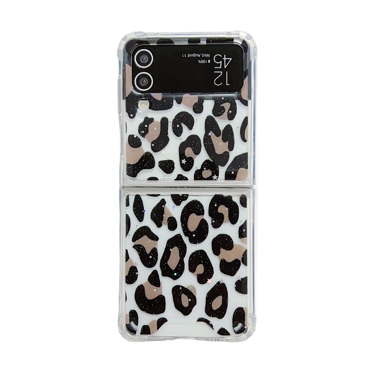 

For Samsung Galaxy Z Flip4 Leopard Glitter Sequins TPU Phone Case(Black)