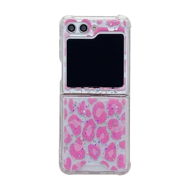 

For Samsung Galaxy Z Flip6 Leopard Glitter Sequins TPU Phone Case(Pink)