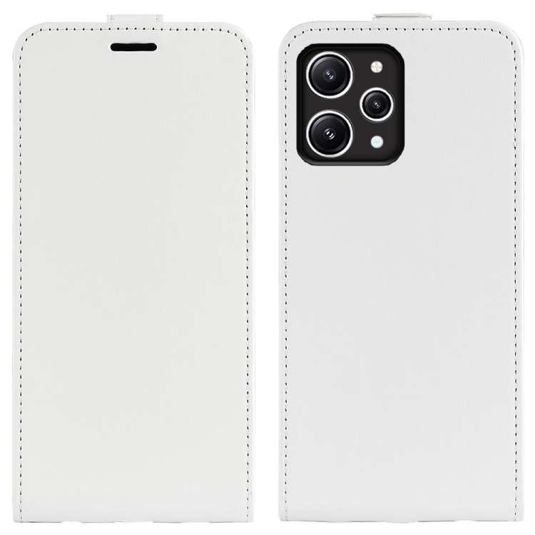 

For Xiaomi Redmi 12 R64 Texture Vertical Flip Leather Phone Case(White)