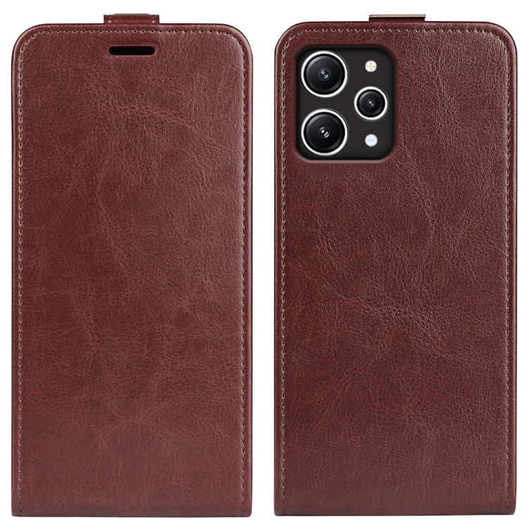 

For Xiaomi Redmi 12 R64 Texture Vertical Flip Leather Phone Case(Brown)