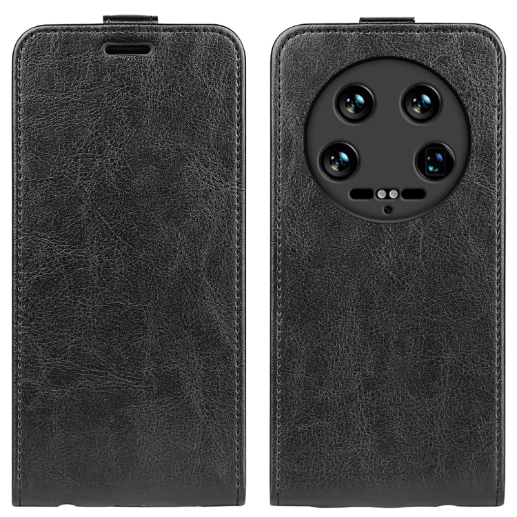 

For Xiaomi 14 Ultra R64 Texture Vertical Flip Leather Phone Case(Black)