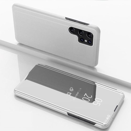 Para Samsung Galaxy S24 5G Funda para teléfono de cuero con tapa horizontal  y espejo plateado