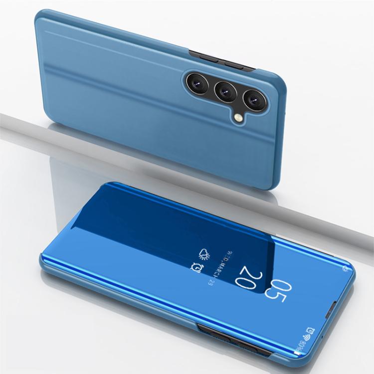 

For Galaxy S26 Ultra 5G Plated Mirror Horizontal Flip Leather Phone Case with Holder(Blue)