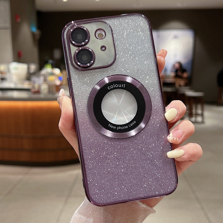 

For iPhone 12 Gradient Glitter Electroplating MagSafe TPU Phone Case(Purple)