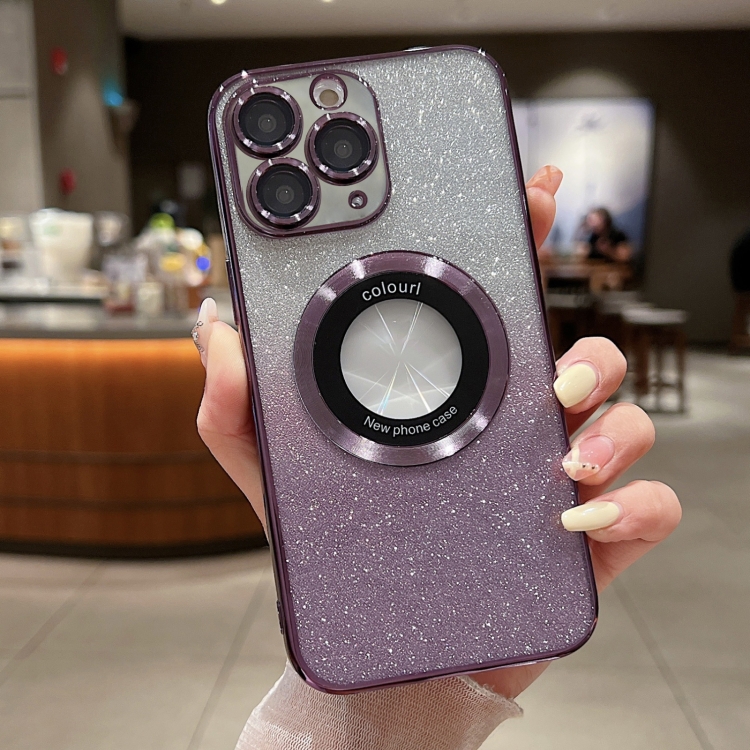 

For iPhone 11 Pro Gradient Glitter Electroplating MagSafe TPU Phone Case(Purple)