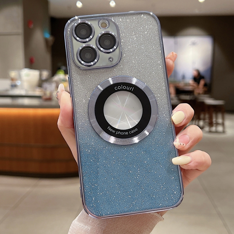 

For iPhone 11 Pro Gradient Glitter Electroplating MagSafe TPU Phone Case(Blue)