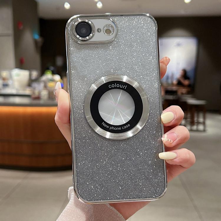 

For iPhone 16e Gradient Glitter Electroplating MagSafe TPU Phone Case(Silver)