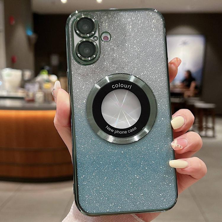 

For iPhone 17 Gradient Glitter Electroplating MagSafe TPU Phone Case(Green)