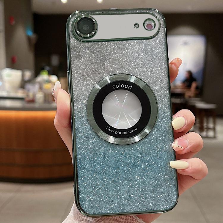

For iPhone Air Gradient Glitter Electroplating MagSafe TPU Phone Case(Green)
