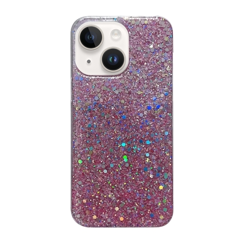 For iPhone 15 Glitter Sequins Epoxy TPU Phone Case(Pink) micro landscape sitting cat model resin filling handmade plastic kitty model epoxy filling model jewelry making supplies