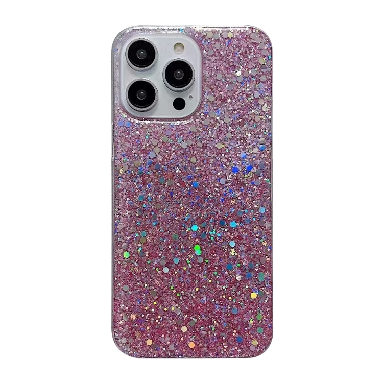 

For iPhone 15 Pro Glitter Sequins Epoxy TPU Phone Case(Pink)