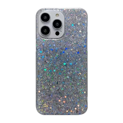 For iPhone 15 Pro Glitter Sequins Epoxy TPU Phone Case(Silvery) diy storage box resin casting mold with lids jewelry candy jar silicone mold container epoxy resin silicone molds
