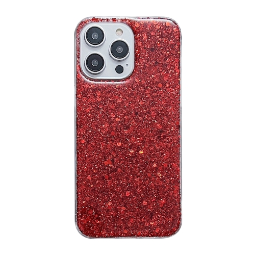 

For iPhone 15 Pro Glitter Sequins Epoxy TPU Phone Case(Red)