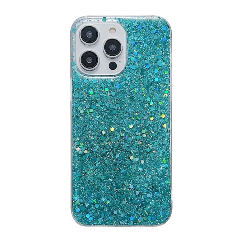 

For iPhone 15 Pro Max Glitter Sequins Epoxy TPU Phone Case(Green)