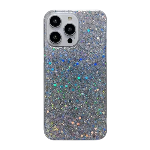 

For iPhone 15 Pro Max Glitter Sequins Epoxy TPU Phone Case(Silvery)