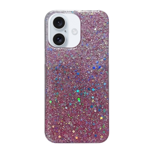 

For iPhone 16 Glitter Sequins Epoxy TPU Phone Case(Pink)