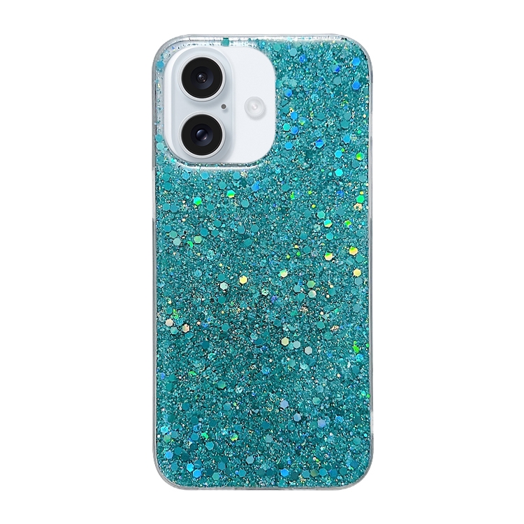 

For iPhone 16 Glitter Sequins Epoxy TPU Phone Case(Green)