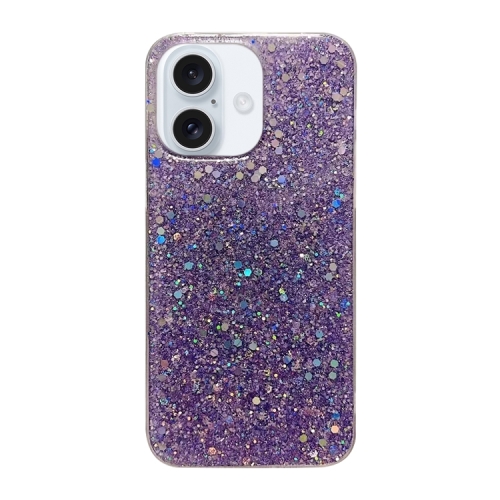 

For iPhone 16 Glitter Sequins Epoxy TPU Phone Case(Purple)