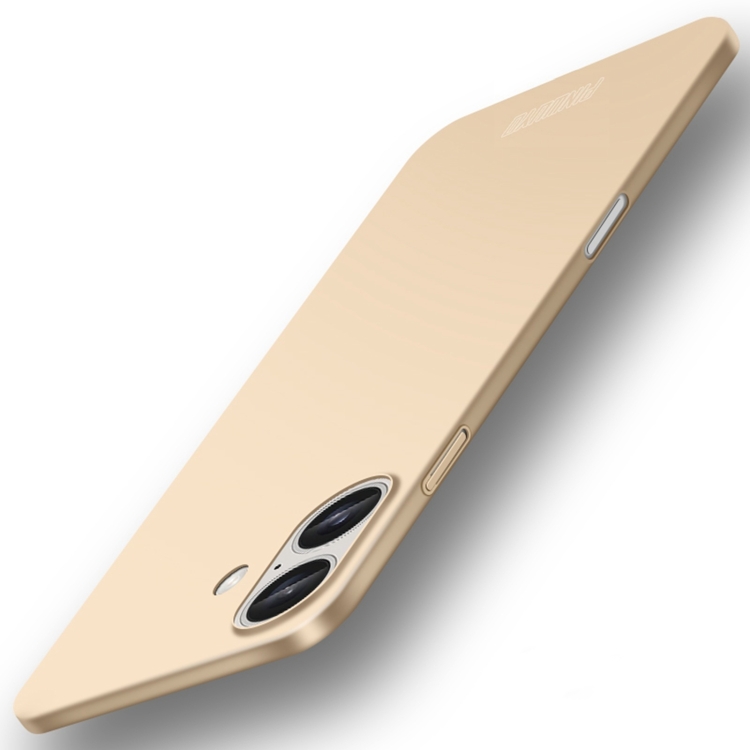 

For iPhone 16 PINWUYO Micro-Frosted PC Ultra-thin Hard Phone Case with Magsafe Magnetic Ring(Gold)