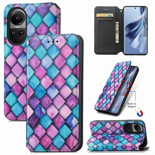 

For OPPO Reno10 / 10 Pro Global CaseNeo Colorful Magnetic Leather Phone Case(Purple Scales)