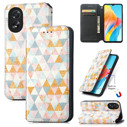 

For OPPO A38 CaseNeo Colorful Magnetic Leather Phone Case(Rhombus)