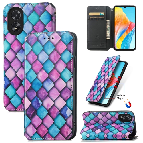

For OPPO A38 CaseNeo Colorful Magnetic Leather Phone Case(Purple Scales)
