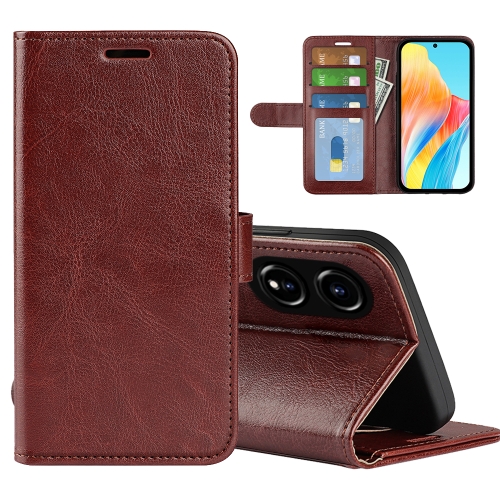 

For OPPO A58 R64 Texture Horizontal Flip Leather Phone Case(Brown)