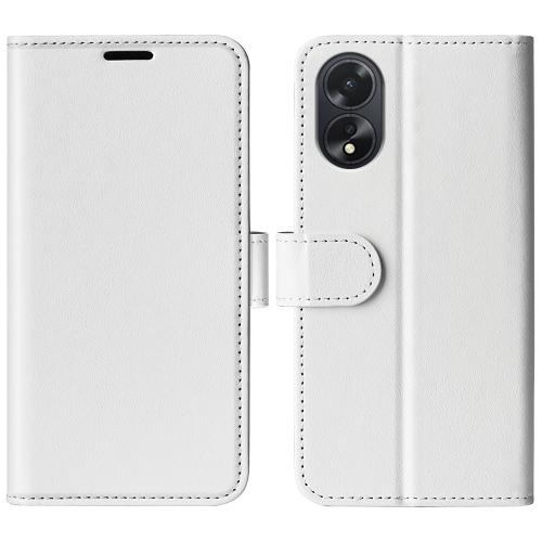 

For OPPO A38 R64 Texture Horizontal Flip Leather Phone Case(White)