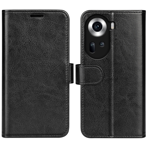 

For OPPO Reno11 5G Global R64 Texture Horizontal Flip Leather Phone Case(Black)