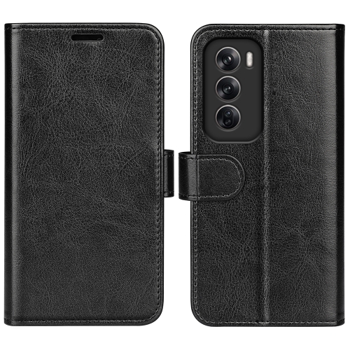 

For OPPO Reno12 Pro 5G Global R64 Texture Horizontal Flip Leather Phone Case(Black)