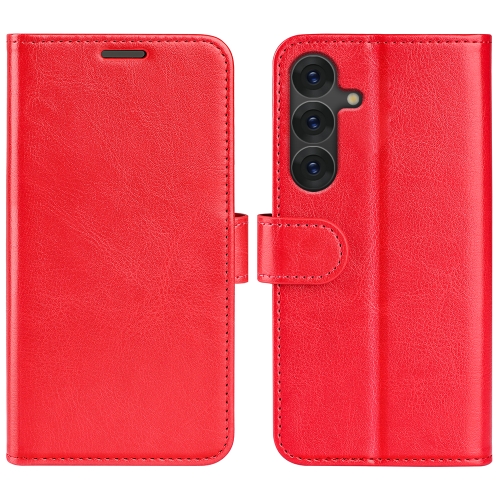 

For Samsung Galaxy S25+ 5G R64 Texture Horizontal Flip Leather Phone Case(Red)