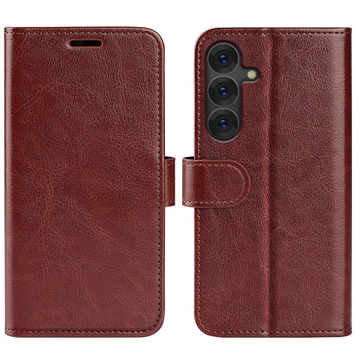 

For Samsung Galaxy S25+ 5G R64 Texture Horizontal Flip Leather Phone Case(Brown)