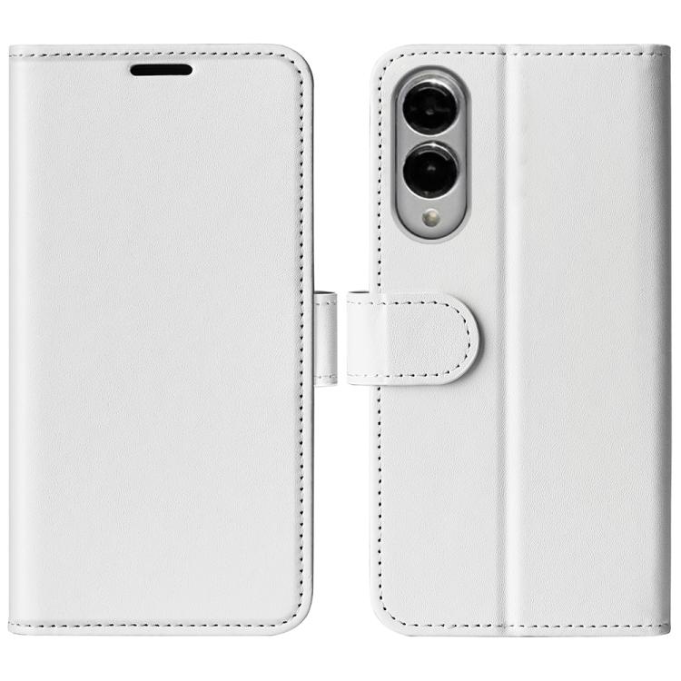 

For Samsung Galaxy S25 Edge 5G R64 Texture Horizontal Flip Leather Phone Case(White)