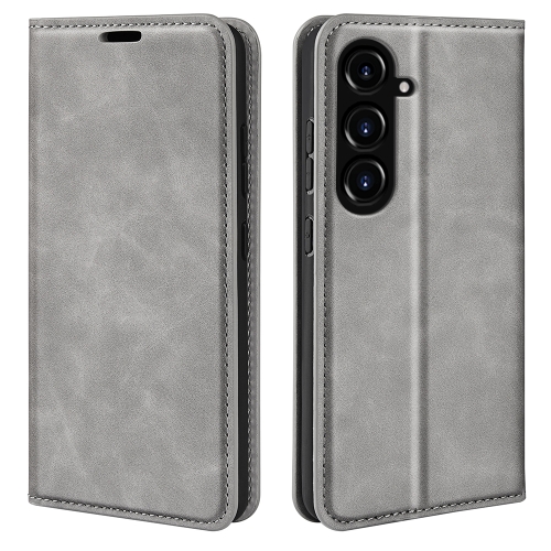 

For Samsung Galaxy S23 FE 5G Retro-skin Magnetic Suction Leather Phone Case(Grey)