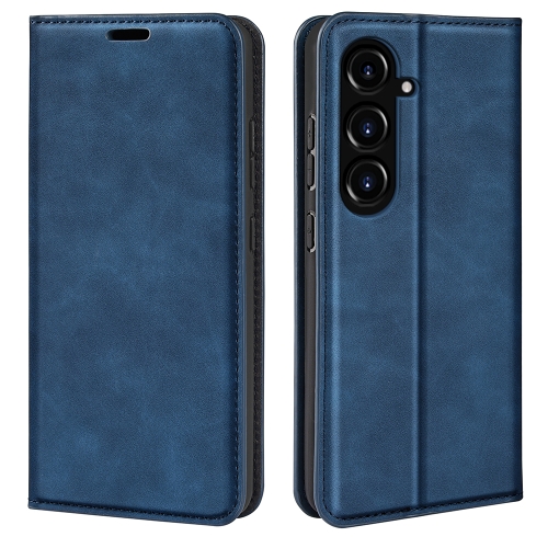 

For Samsung Galaxy S23 FE 5G Retro-skin Magnetic Suction Leather Phone Case(Dark Blue)
