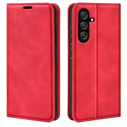 

For For Samsung Galaxy M34 5G Retro-skin Magnetic Suction Leather Phone Case(Red)